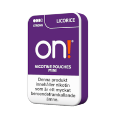 on! Licorice 6mg Mini Nicotine Pouches