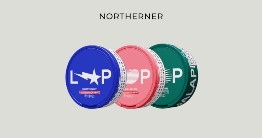 Drei Dosen von Loop Nikotinbeutel nebeneinander