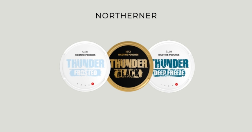 Drei Dosen Thunder Nikotinbeutel nebeneinander