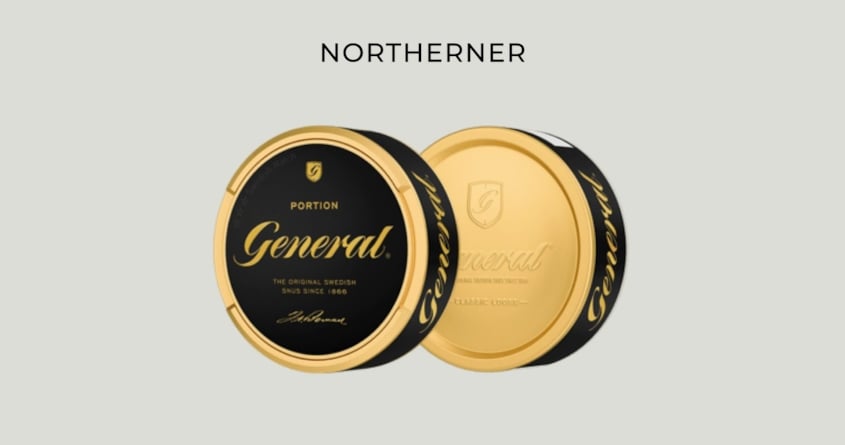 Zwei Dosen General Snus nebeneinander abgebildet